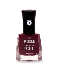 ESMALTE RISQUÉ DIAMOND GEL AMORA NEGRA HIPOALERGÊNICO COM 9,5ML