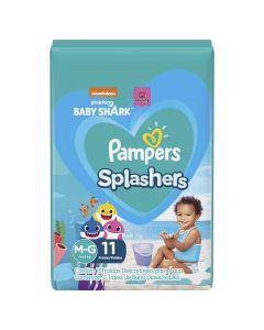 FRALDA PAMPERS PRAIA E PISCINA SPLASHERS BABY SHARK M/G - 11 UNIDADES