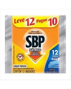 INSETICIDA SBP PASTILHA ELÉTRICO LEVE 12 PAGUE 10 12H REFIL