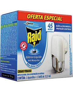 REPELENTE ELÉTRICO RAID LÍQUIDO 45 NOITES APARELHO COM REFIL