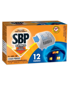 REPELENTE ELÉTRICO SBP PASTILHA 12 HORAS CONTÉM 1 APARELHO E 4 PASTILHAS 