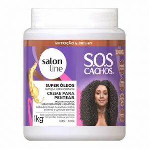 CREME PARA PENTEAR HIDRATA SUPER ÓLEOS SOS CACHOS COM 1KG SALON LINE 