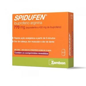 SPIDUFEN IBUPROFENO ARGININA 770MG COM 20 COMPRIMIDOS