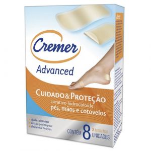 CURATIVO HIDROCOLOID COM 8 UNIDADES E 2 TAMANHOS PARA PÉS, MÃOS E COTOVELOS - CREMER