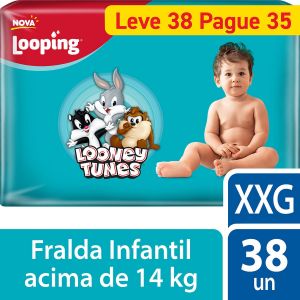 FRALDA LOOPING LOONEY TUNES XXG 38 UNIDADES