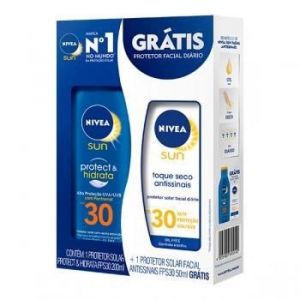 KIT NIVEA SUN FPS 30 COM 200ML + PROTETOR FACIAL FPS 70 COM 50ML