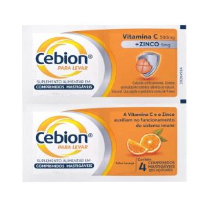 CEBION MASTIGÁVEL VITAMINA C E ZINCO COM 4 COMPRIMIDOS