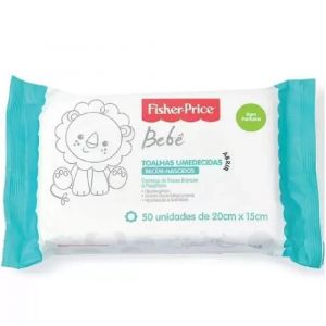 LENÇOS UMEDECIDOS FISHER PRICE BEBÊ SEM PERFUME COM 50 UNIDADES