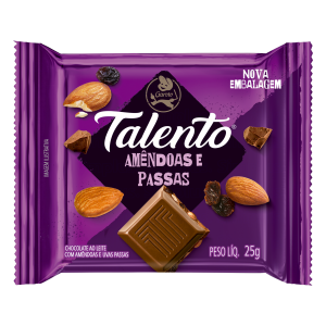 CHOCOLATE TALENTO AMÊNDOAS E PASSAS COM 25G