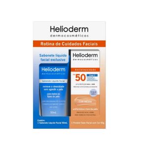 KIT HELIODERM PROTETOR SOLAR FACIAL FPS50 COR MEDIA + SABONETE LIQUIDO FACIAL HELIODERM 50ML 