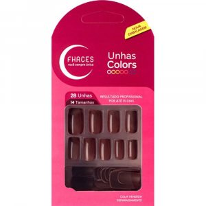 UNHAS POSTIÇAS COLORS CALDA DE CHOCOLATE COM 24 UNIDADES