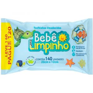 LENÇO UMEDECIDOS BEBE LIMPINHO 140 UNIDADES