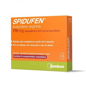 SPIDUFEN IBUPROFENO ARGININA 770MG COM 6 COMPRIMIDOS
