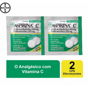 ASPIRINA C EFERVESCENTE LIMÃO 400MG 2 COMPRIMIDOS