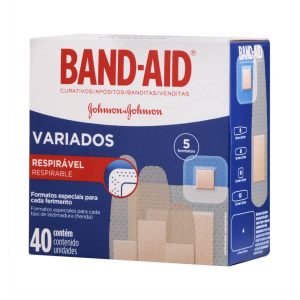 CURATIVO BAND-AID VARIADOS COM 40 UNIDADES
