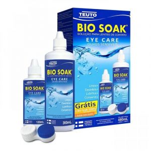 BIO SOAK SOLUÇÃO 360ML + 120ML + 1 ESTOJO PARA LENTES TEUTO