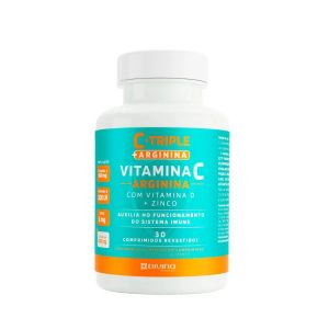 VITAMINA C C-TRIPLE + ARGININA TRIPLA AÇÃO SABOR LARANJA COM 30 COMPRIMIDOS