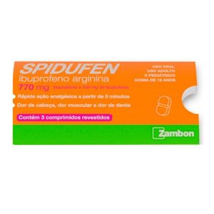 SPIDUFEN IBUPROFENO ARGININA 770MG COM 3 COMPRIMIDOS