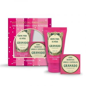 KIT ESSENCIAL PARA MÃOS GRANADO PINK 1 CREME PARA MÃOS COM 60 GRAMAS + 1 CERA NUTRITIVA DE 7 GRAMAS