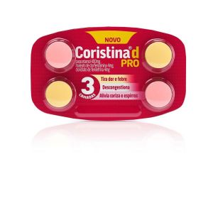 CORISTINA D PRO CLORIDRATO FENILLEFRINA 4MG + PARACETAMOL 400MG + MALEATO DE CLORFENIRAMINA 4MG 4 COMPRIMIDOS
