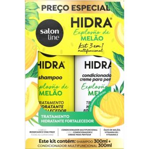 KIT SHAMPOO E CONDICIONADOR 300ML HIDRA MELÃO HIDRATANTE SALON LINE