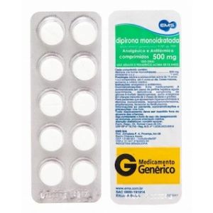 DIPIRONA MONOIDRATADA 500MG COM 10 COMPRIMIDOS - EMS GENERICOS