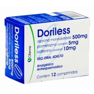 DORILESS DIPIRONA 500MG + PROMETAZINA 5MG + ADIFENINA 10MG COM 12 COMPRIMIDOS