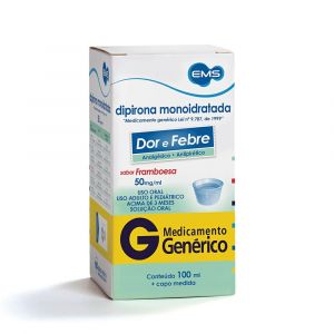 DIPIRONA MONOIDRATADA 50MG/ML SOLUÇÃO ORAL SABOR FRAMBOESA 100ML - EMS GENERICO