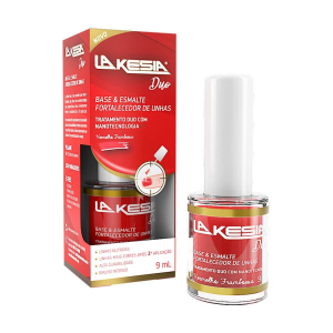 BASE E ESMALTE FORTALECEDOR DE UNHAS LAKESIA DUO VERMELHO FRAMBOESA COM 9ML