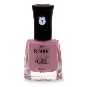 ESMALTE RISQUÉ DIAMOND GEL SAL ROSA HIPOALERGÊNICO COM 9,5ML