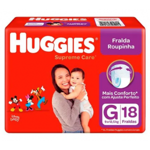 FRALDA HUGGIES SUPREME CARE ROUPINHA JUMBO G 18 UNIDADES