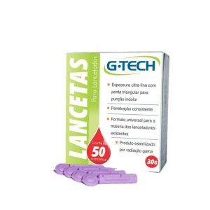 LANCETAS G-TECH 30G COM 50 UNIDADES