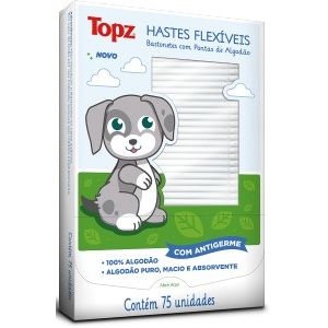 HASTES FLEXÍVEIS TOPZ BABY 100% ALGODÃO 75 UNIDADES