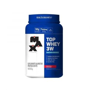 TOP WHEY 3W MAX TITANIUM SABOR MORANGO 900G 