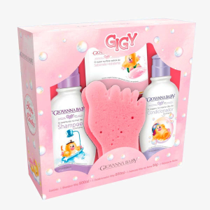 KIT GIOVANNA BABY GIBY A HORA DO BANHO ROSA SHAMPOO + CONDICIONADOR + SABONETE + ESPONJA DE BANHO