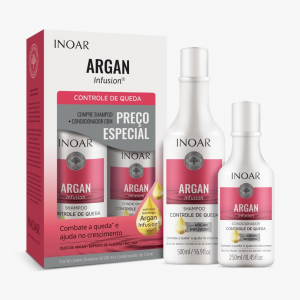 KIT INOAR ARGAN INFUSION CONTROLE DE QUEDA SHAMPOO 500ML + CONDICIONADOR 250ML