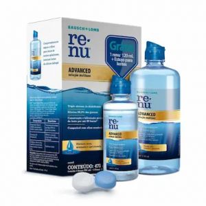 KIT PARA LIMPEZA DE LENTE DE CONTATO RENU ADVANCED COM 335ML + 120ML + ESTOJO PARA LENTE DE CONTATO BAUSCH & LOMB 