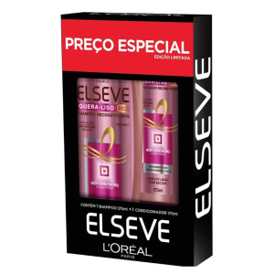 KIT ELSEVE QUERA LISO SHAMPOO COM 375ML + CONDICIONADOR COM 170ML