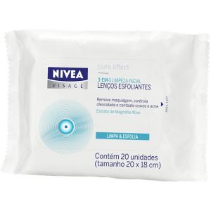 LENÇO UMEDECIDO ESFOLIANTE NIVEA VISAGE PURE EFFECT LENÇO ESFOLIANTE COM 20 UNIDADES
