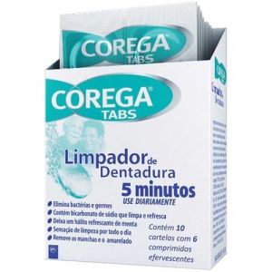 LIMPADOR DE DENTADURA ANTIBACTERIANO BRANQUEADOR COREGA TABS 6 COMPRIMIDOS EFERVESCENTES
