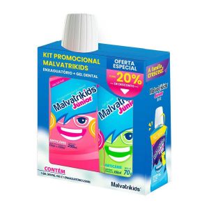 KIT MALVATRIKIDS ENXAGUANTE BUCAL JÚNIOR COM 250ML + PASTA DE DENTE JÚNIOR COM 70G 