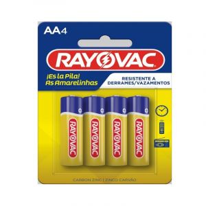 PILHA AMARELINHAS RAYOVAC AA PEQUENA COM 4 UNIDADES