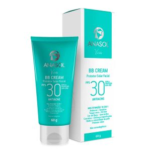 PROTETOR SOLAR FACIAL ANASOL VISO BB CREAM ANTIACNE FPS30 COM 60G