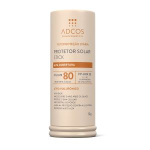 PROTETOR SOLAR FACIAL BASE STICK ADCOS ALTA COBERTURA NUDE FPS 80 COM 12G