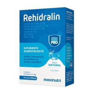 REHIDRALIN PÓ NATURAL 28G COM 4 ENVELOPES MAXINUTRI 