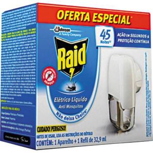 REPELENTE ELÉTRICO RAID LÍQUIDO 45 NOITES APARELHO COM REFIL