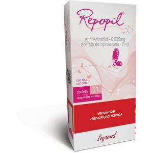  REPOPIL ACETATO DE CIPROTERONA 2MG + ETINILESTRADIOL 0,035MG COM 21 COMPRIMIDOS