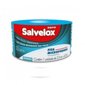 FITA MICROPOROSA SALVELOX BRANCA, 2,5CM X 4,5M