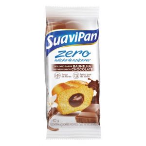 BOLINHO DE BAUNILHA COM RECHEIO DE CHOCOLATE ZERO AÇÚCAR SUAVIPAN COM 40G