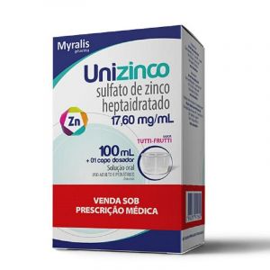 UNIZINCO SULFATO DE ZINCO HEPTAIDRATADO 17,60MG COM 100ML SOLUÇÃO ORAL SABOR TUTTI-FRUTTI